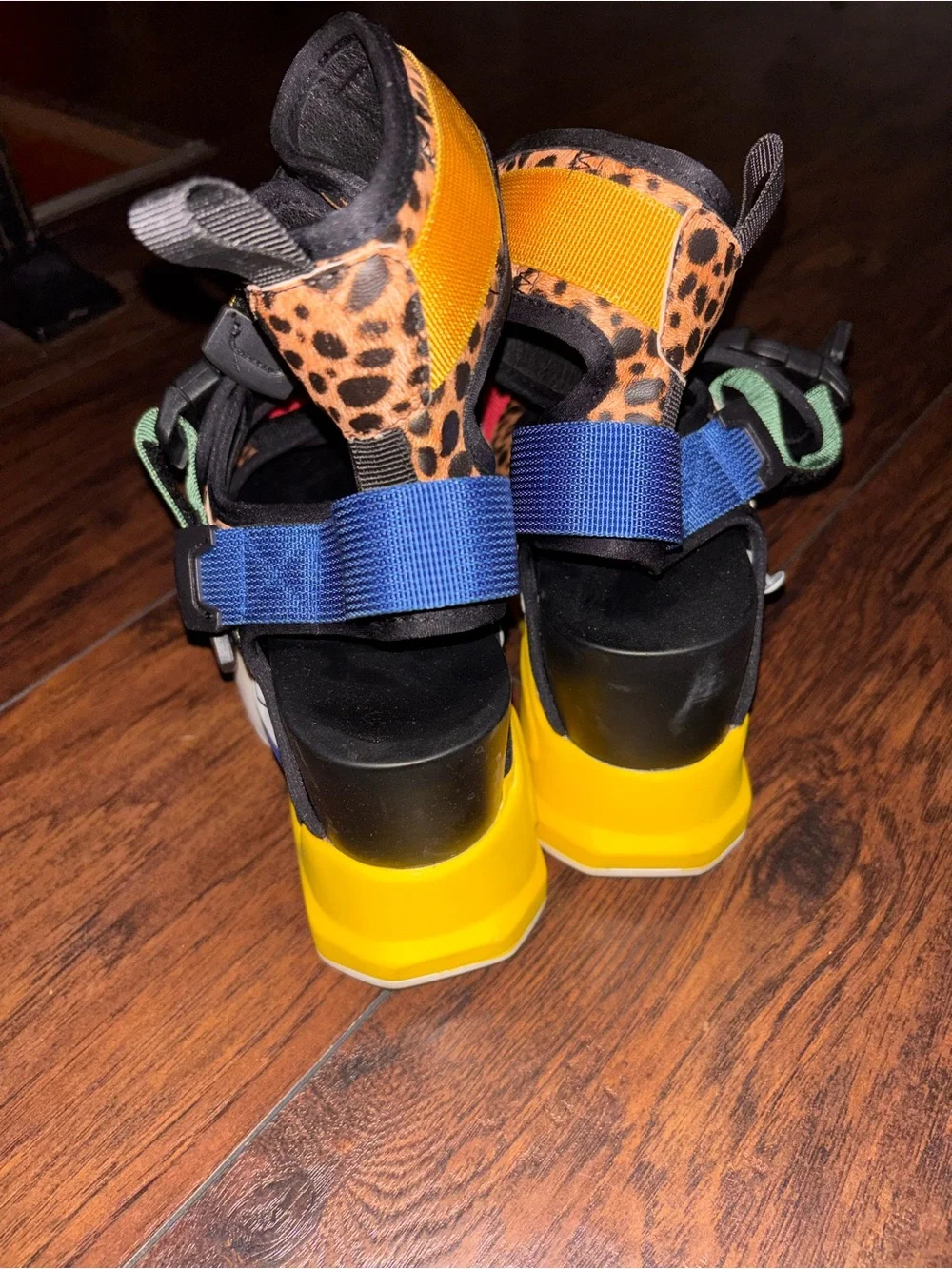 Kids Multicolor Leopard Print Platform Sandals